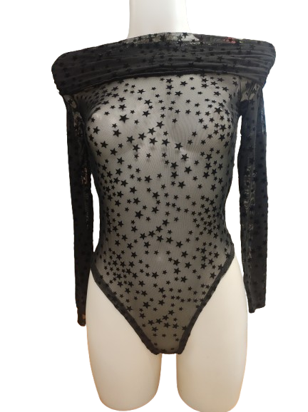 Body Donna Trasparente con Motivo Stelle – Taglia Unica (XS-M)
